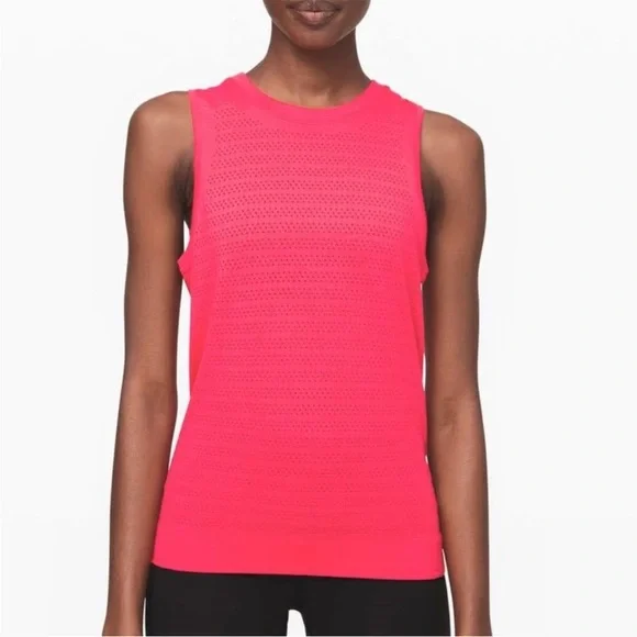 Lululemon Breeze By Ventilated Muscle Tank Sz 6 Red Pink - Picture 2 of 5